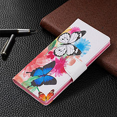 Custodia Portafoglio In Pelle Fantasia Modello Cover con Supporto B09F per Samsung Galaxy S21 Ultra 5G Rosa Caldo