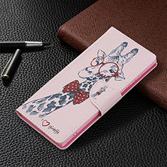 Custodia Portafoglio In Pelle Fantasia Modello Cover con Supporto B09F per Samsung Galaxy S22 Ultra 5G Rosa