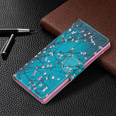 Custodia Portafoglio In Pelle Fantasia Modello Cover con Supporto B09F per Samsung Galaxy S23 Ultra 5G Blu