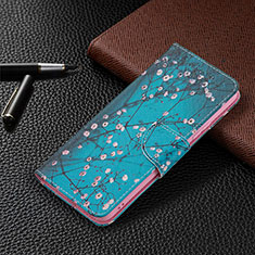 Custodia Portafoglio In Pelle Fantasia Modello Cover con Supporto BF4 per Xiaomi Redmi Note 10 Pro Max Ciano