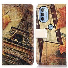 Custodia Portafoglio In Pelle Fantasia Modello Cover con Supporto D02Y per Motorola Moto G31 Marrone