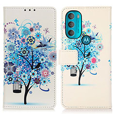 Custodia Portafoglio In Pelle Fantasia Modello Cover con Supporto D02Y per Motorola Moto G71 5G Blu