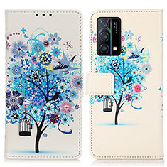 Custodia Portafoglio In Pelle Fantasia Modello Cover con Supporto D02Y per Oppo K9 5G Blu