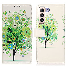 Custodia Portafoglio In Pelle Fantasia Modello Cover con Supporto D02Y per Samsung Galaxy S22 5G Verde