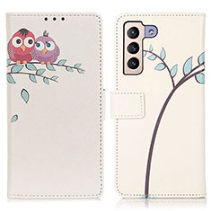 Custodia Portafoglio In Pelle Fantasia Modello Cover con Supporto D02Y per Samsung Galaxy S22 Plus 5G Rosa