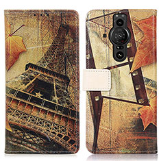 Custodia Portafoglio In Pelle Fantasia Modello Cover con Supporto D02Y per Sony Xperia PRO-I Marrone