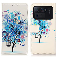 Custodia Portafoglio In Pelle Fantasia Modello Cover con Supporto D02Y per Xiaomi Mi 11 Ultra 5G Blu