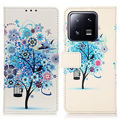 Custodia Portafoglio In Pelle Fantasia Modello Cover con Supporto D02Y per Xiaomi Mi 13 5G Blu