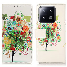 Custodia Portafoglio In Pelle Fantasia Modello Cover con Supporto D02Y per Xiaomi Mi 13 5G Verde