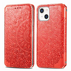 Custodia Portafoglio In Pelle Fantasia Modello Cover con Supporto H01 per Apple iPhone 13 Mini Rosso