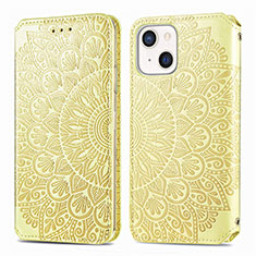 Custodia Portafoglio In Pelle Fantasia Modello Cover con Supporto H01 per Apple iPhone 14 Giallo