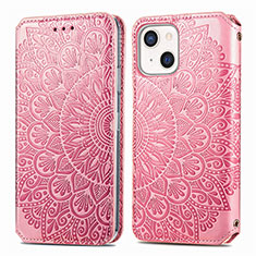 Custodia Portafoglio In Pelle Fantasia Modello Cover con Supporto H01 per Apple iPhone 14 Oro Rosa