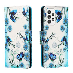 Custodia Portafoglio In Pelle Fantasia Modello Cover con Supporto H01X per Samsung Galaxy A53 5G Blu