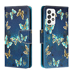 Custodia Portafoglio In Pelle Fantasia Modello Cover con Supporto H01X per Samsung Galaxy A53 5G Blu Notte