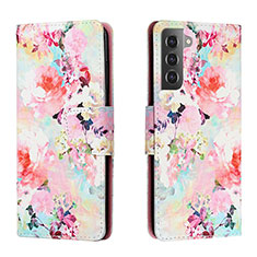 Custodia Portafoglio In Pelle Fantasia Modello Cover con Supporto H01X per Samsung Galaxy S23 5G Rosa Caldo