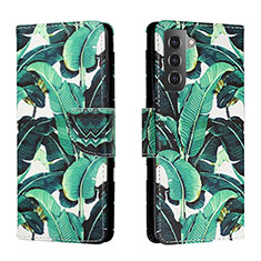 Custodia Portafoglio In Pelle Fantasia Modello Cover con Supporto H01X per Samsung Galaxy S23 5G Verde