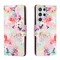Custodia Portafoglio In Pelle Fantasia Modello Cover con Supporto H01X per Samsung Galaxy S24 Ultra 5G Rosa Caldo