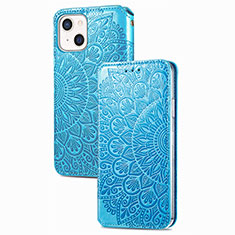 Custodia Portafoglio In Pelle Fantasia Modello Cover con Supporto H02 per Apple iPhone 13 Mini Blu