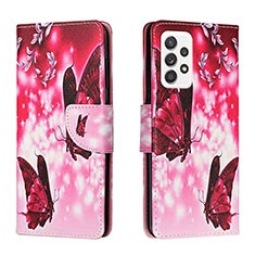 Custodia Portafoglio In Pelle Fantasia Modello Cover con Supporto H02X per Samsung Galaxy A33 5G Rosa Caldo
