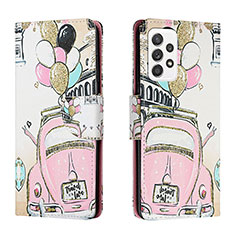 Custodia Portafoglio In Pelle Fantasia Modello Cover con Supporto H02X per Samsung Galaxy A53 5G Rosa