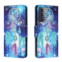 Custodia Portafoglio In Pelle Fantasia Modello Cover con Supporto H02X per Samsung Galaxy S22 5G Blu