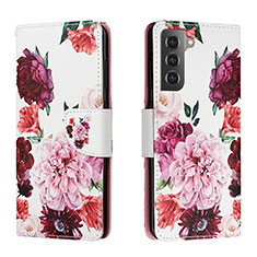 Custodia Portafoglio In Pelle Fantasia Modello Cover con Supporto H02X per Samsung Galaxy S22 5G Rosso