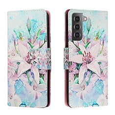 Custodia Portafoglio In Pelle Fantasia Modello Cover con Supporto H02X per Samsung Galaxy S23 5G Verde Pastello