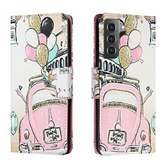 Custodia Portafoglio In Pelle Fantasia Modello Cover con Supporto H02X per Samsung Galaxy S23 Plus 5G Rosa