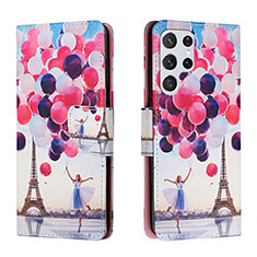 Custodia Portafoglio In Pelle Fantasia Modello Cover con Supporto H02X per Samsung Galaxy S24 Ultra 5G Multicolore