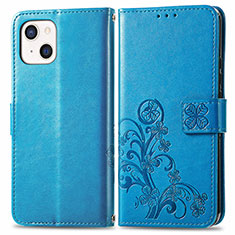 Custodia Portafoglio In Pelle Fantasia Modello Cover con Supporto H03 per Apple iPhone 13 Mini Blu