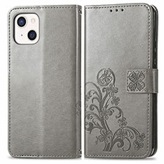 Custodia Portafoglio In Pelle Fantasia Modello Cover con Supporto H03 per Apple iPhone 13 Mini Grigio