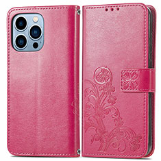 Custodia Portafoglio In Pelle Fantasia Modello Cover con Supporto H03 per Apple iPhone 13 Pro Max Rosa Caldo