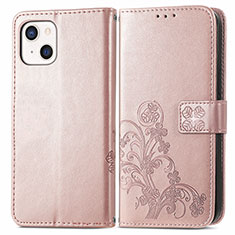 Custodia Portafoglio In Pelle Fantasia Modello Cover con Supporto H03 per Apple iPhone 14 Oro Rosa