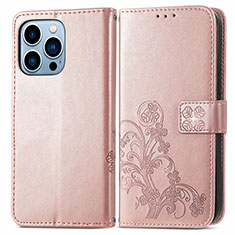 Custodia Portafoglio In Pelle Fantasia Modello Cover con Supporto H03 per Apple iPhone 14 Pro Oro Rosa