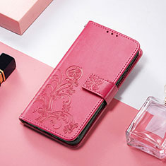 Custodia Portafoglio In Pelle Fantasia Modello Cover con Supporto H04 per Apple iPhone 15 Pro Rosa Caldo