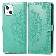 Custodia Portafoglio In Pelle Fantasia Modello Cover con Supporto H05 per Apple iPhone 13 Mini Verde