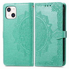 Custodia Portafoglio In Pelle Fantasia Modello Cover con Supporto H05 per Apple iPhone 13 Verde