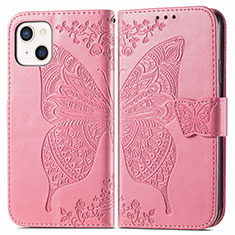 Custodia Portafoglio In Pelle Fantasia Modello Cover con Supporto H07 per Apple iPhone 13 Rosa Caldo