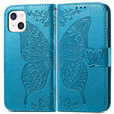 Custodia Portafoglio In Pelle Fantasia Modello Cover con Supporto H07 per Apple iPhone 14 Blu