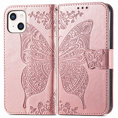 Custodia Portafoglio In Pelle Fantasia Modello Cover con Supporto H07 per Apple iPhone 14 Oro Rosa
