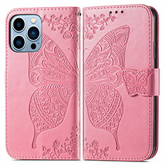 Custodia Portafoglio In Pelle Fantasia Modello Cover con Supporto H07 per Apple iPhone 14 Pro Rosa