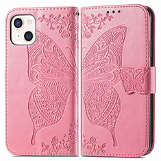 Custodia Portafoglio In Pelle Fantasia Modello Cover con Supporto H07 per Apple iPhone 15 Plus Rosa Caldo