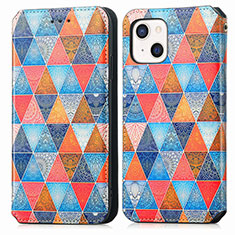 Custodia Portafoglio In Pelle Fantasia Modello Cover con Supporto H09 per Apple iPhone 13 Multicolore