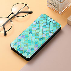 Custodia Portafoglio In Pelle Fantasia Modello Cover con Supporto H10 per Apple iPhone 13 Verde