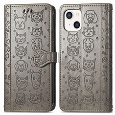 Custodia Portafoglio In Pelle Fantasia Modello Cover con Supporto H11 per Apple iPhone 13 Grigio