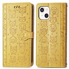 Custodia Portafoglio In Pelle Fantasia Modello Cover con Supporto H11 per Apple iPhone 13 Mini Giallo