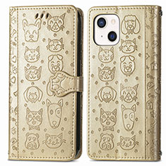 Custodia Portafoglio In Pelle Fantasia Modello Cover con Supporto H11 per Apple iPhone 13 Mini Oro