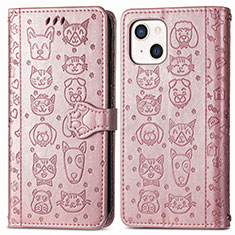 Custodia Portafoglio In Pelle Fantasia Modello Cover con Supporto H11 per Apple iPhone 13 Mini Oro Rosa