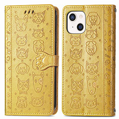 Custodia Portafoglio In Pelle Fantasia Modello Cover con Supporto H11 per Apple iPhone 14 Plus Giallo