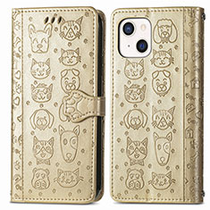 Custodia Portafoglio In Pelle Fantasia Modello Cover con Supporto H11 per Apple iPhone 14 Plus Oro